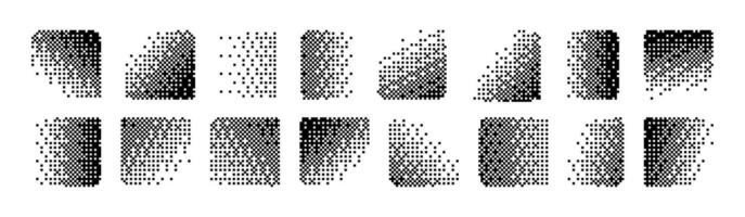 Digital pixel element with disintegration and geometric fragments. Flat illustration isolated on white background. vector