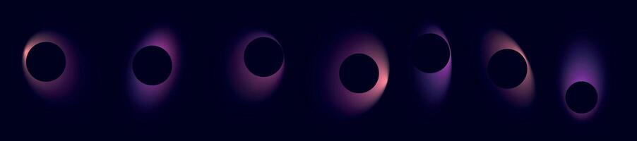 Abstract gradient circle frames set. Colored light glow round buttons. illustration on transparent background vector