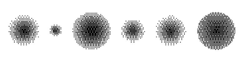 Noisy gradient dots with grain texture. Vintage halftone spheres and stipple effects. Flat illustration isolated on white background. vector