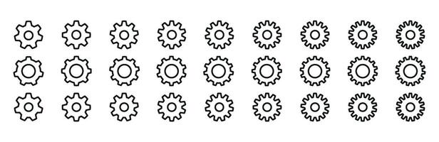 cogwheel set with mechanical sprocket. Vintage factory gears and bicycle chain elements. Flat illustration isolated on white background. vector