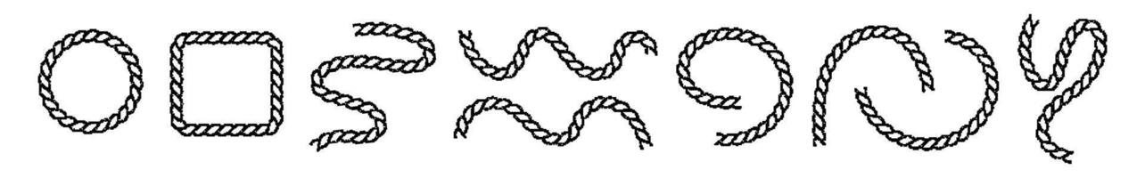 Round rope frame with twisted chain pattern and marine style. Flat illustration isolated on white background. vector