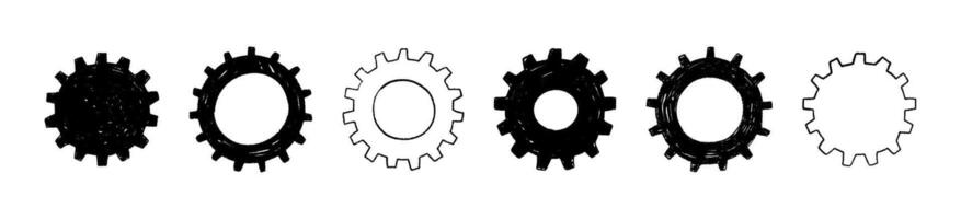 Business gear doodle line with teamwork concept. Innovation and progress sketch. Flat illustration isolated on white background. vector