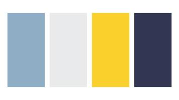 Blue Gray, Pewter, Yellow, Dark Blue color palette. Set of bright color palette combination in rgb hex. Color palette for ui ux design. Abstract illustration for your graphic design, banner, poster vector