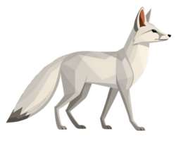 3D, Minimalistic Corsac Fox standing, isolated on a transparent background png