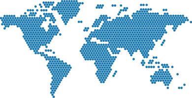 Blue hexagonal world map modern digital global network design for technology and connectivity vector