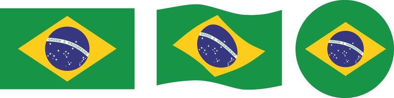 Representations of the Brazilian flag in various forms and uses vector