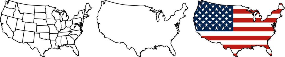 United States Map Collection Complete representations in multiple styles silhouette vector