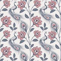 peacock feather pattern on white background.Peacock feather seamless pattern with white background.Design element for wrapping paper, textile, fabric, wallpaper. vector