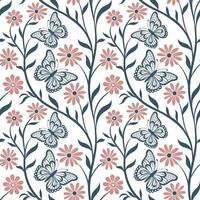 Seamless pattern with floral design and hand drawn elements vector