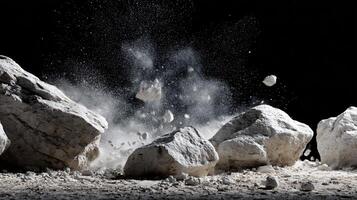 Dynamic White Rocks and Stones Falling Scene for Creative Projects photo