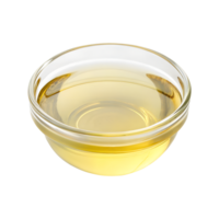 A transparent bowl filled with yellow liquid, the bowl is made of glass and has a simple design, isolated on a transparent background png