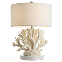 A textured coral-inspired lamp made of white matte resin., isolated on a transparent background png