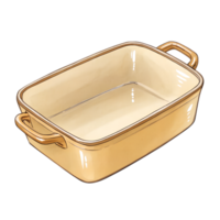 Illustration of A rectangular casserole dish with handles., isolated on a transparent background png