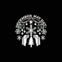 a black background with a white christmas tree and a snowflake vector