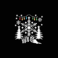 a black background with a snowflake and presents . vector