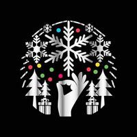 a black background with a snowflake and a hand. vector