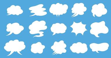 Speech bubble, set white steam effect, clouds vector
