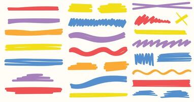 Set of highlight the marker line,felt pen tip and marker vector