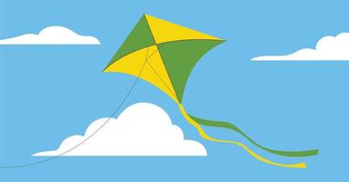 Wind kite flying with sky and clouds background vector