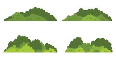 Set of grass bushes, green bushes collection vector