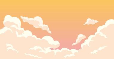 collection of clouds on an orange sky background vector