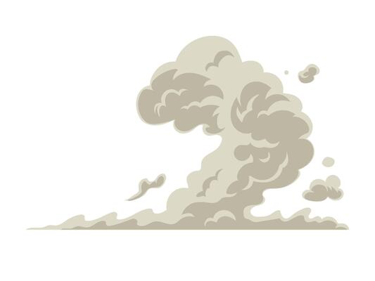 Smoke, dust and gas clouds after the explosion, intense exhaust smoke