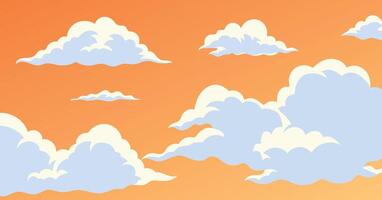 clouds with orange sky in the afternoon vector
