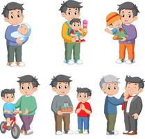 Care, trust and support between parent and a child. Man and little boy daily life. vector