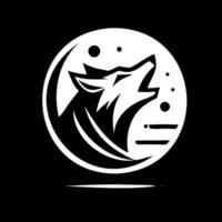 Howling Wolf in Circular Moon Design vector