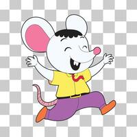 Charming illustration of a happy mouse wearing office attire, designed in flat or lowbrow art style. Great for childrens content, animal-themed designs, business character sets, and fun visuals vector