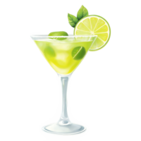 Refreshing lime cocktail served in a martini glass with fresh citrus decoration png