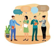 People discuss and exchange ideas with speech bubbles. vector
