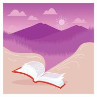 Getting lost in a Open Book with Dream Away Concept. vector