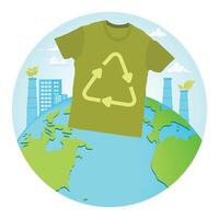 Clothing from Recycled Materials on a Global Environment Background. vector