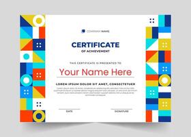 Flat abstract geometric certificate template vector