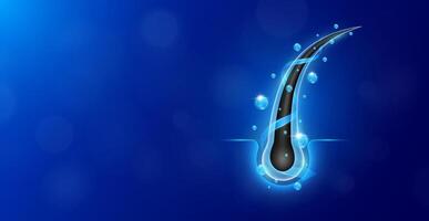 Hairs with bubbles arrow surrounding. Hair care too vitamins minerals collagen. Follicles from brittleness, damage make soft and shiny. Shampoo and salon treatment ads. Empty space for text. . vector