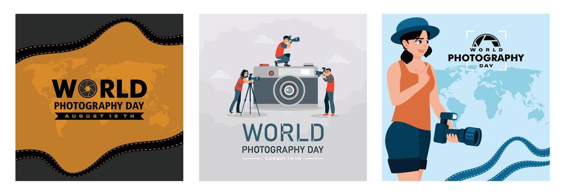 Abstract Art and Typography. Creative Characters and Camera. Female Photographers Holding Cameras.