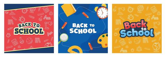 Editable text effect Back To School. Colorful Social Media Template. Colorful Back to School Design. vector
