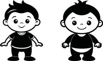 Two cartoon boys standing next to each other vector