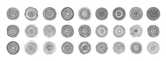 A set of black and white circles with different designs vector