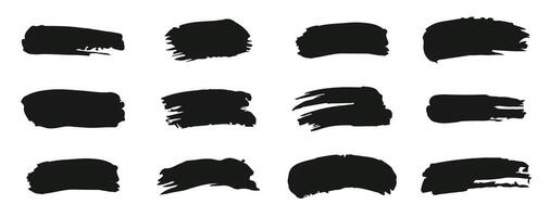 A set of black brush strokes on a white background vector