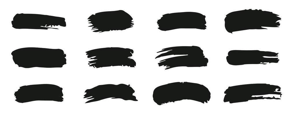 A set of black brush strokes on a white background