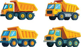 Four different types of dump trucks vector
