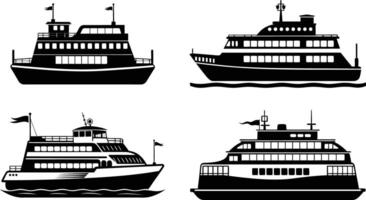 Four different types of boats on a white background vector