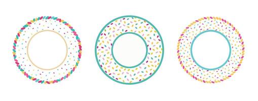 Three circular frames with colorful dots on them vector