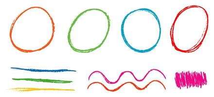 Hand drawn colorful scribble line circles. Doodle circular for message note mark design element. vector