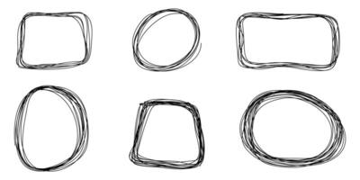 Hand drawn scribble line circles. Doodle message note mark design element vector