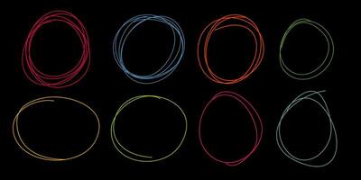 Hand drawn colorful scribble line circles. Doodle circular for message note mark design element. v vector