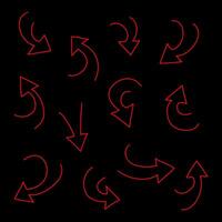 hand drawn Arrows icons Set arrow icon with various directions. Doodle design element. isolated on a black background vector
