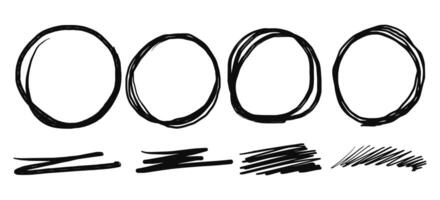 Hand drawn scribble line circles Doodle message note mark design element. vector